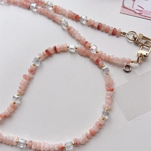 创意粉色大理石手机壳斜跨链通用百搭包包斜跨绳拍立得链条扩定制