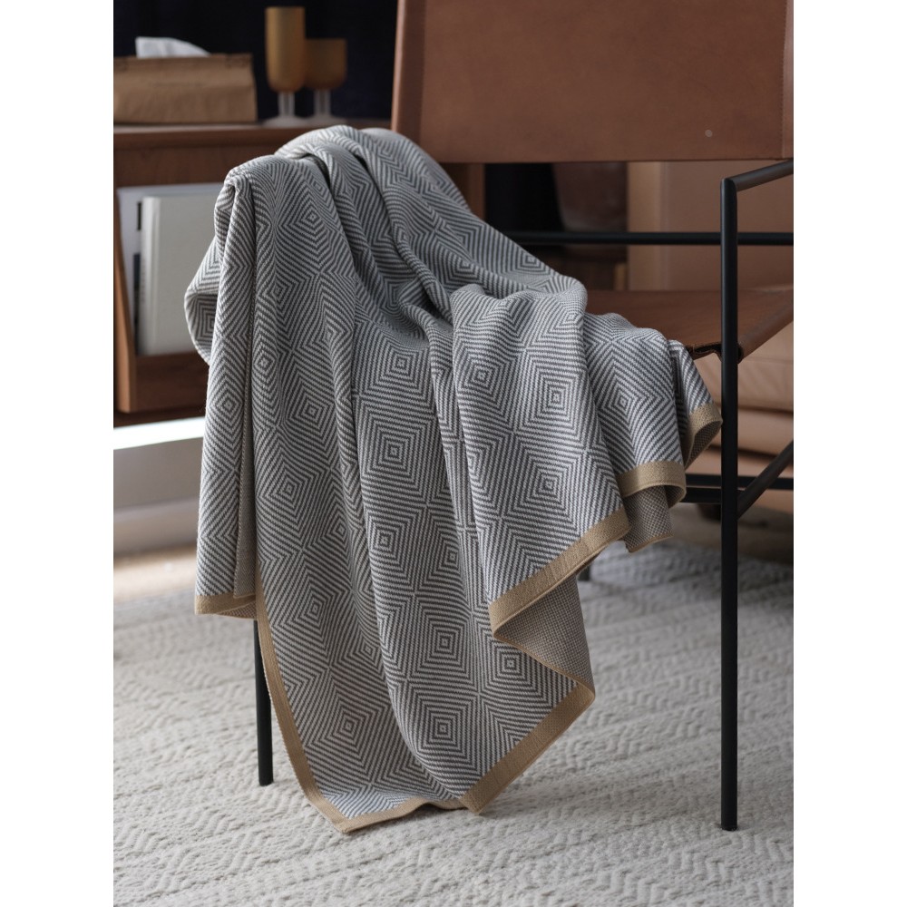 北欧风针织线毯沙发装饰休闲毛盖毯灰色新款包邮现货定制