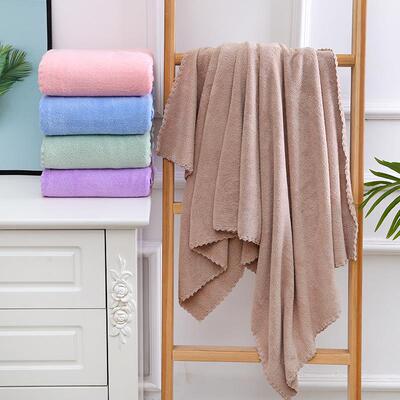 厂家高密珊瑚绒浴巾花边成人家用柔软洗澡大毛巾男女情侣裹巾