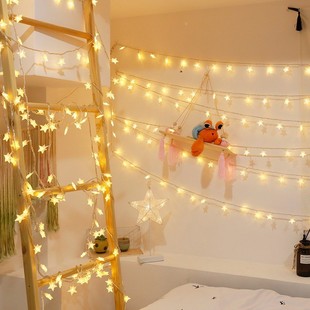 led星星灯遥控电池盒五角星彩灯USB星星灯串满天星网红房间装 定制