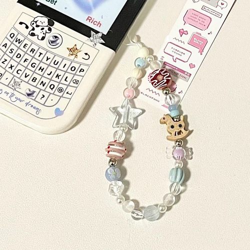 游乐园木马手机链条卡通串珠ccd挂绳可爱相机挂饰手腕式防丢定制