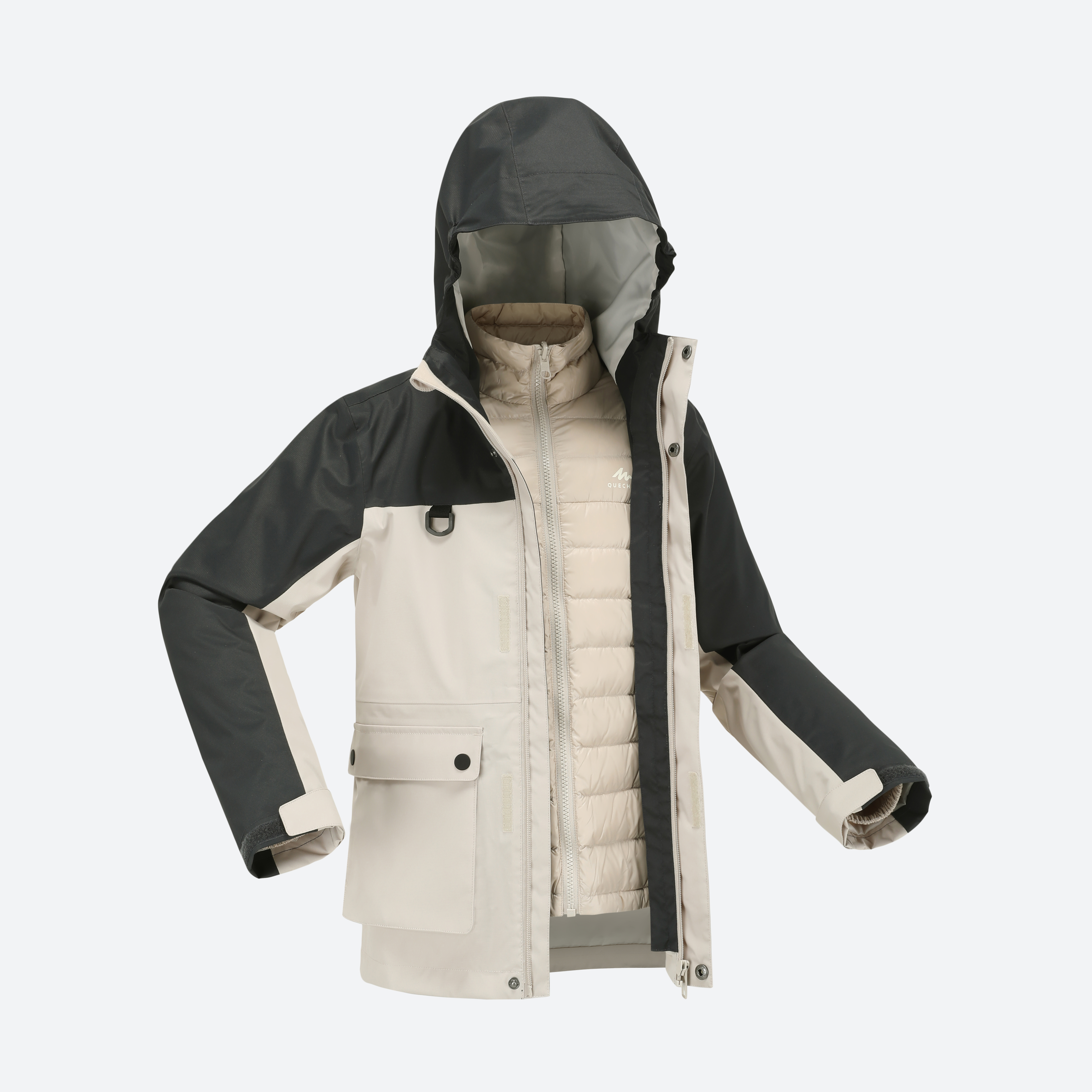 迪卡侬儿童三合一秋冬保暖羽绒服