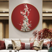 新中式酒店别墅圆形梅花立体装饰画玄关客厅沙发背景餐厅高端挂画