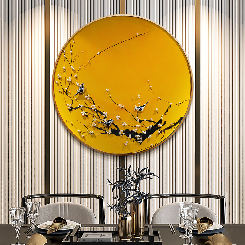 入户玄关立体装饰画圆形餐厅走廊过道挂饰软装样板客房厅墙壁画