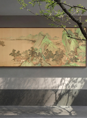 新中式酒店大堂山水风景背景装饰画别墅餐厅高档大气宋代美学挂画