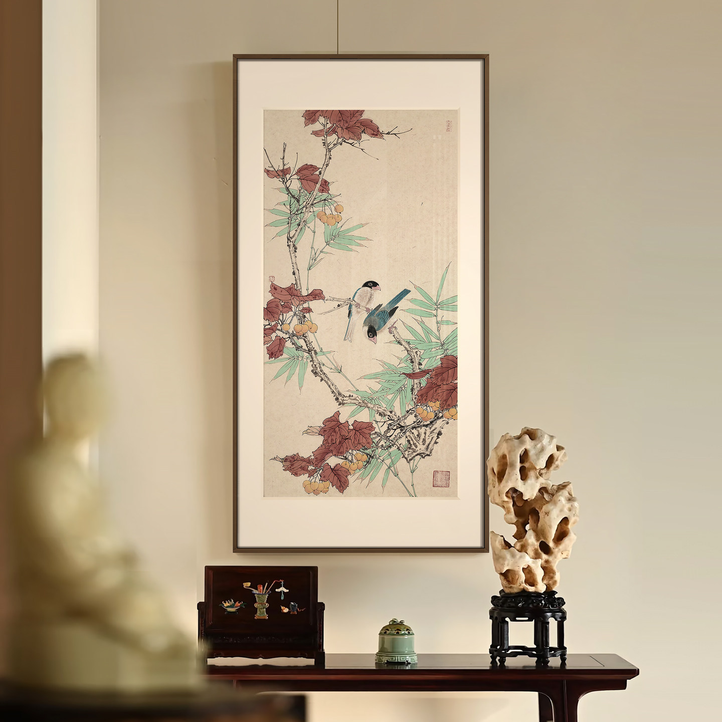 新中式入户玄关客厅背景墙面装饰画 画饭店民宿走廊过道高级感挂