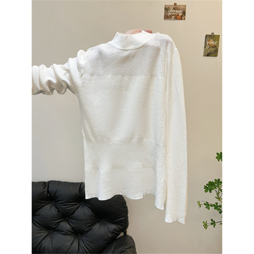 高级设计感半高领法式镂空毛衣女