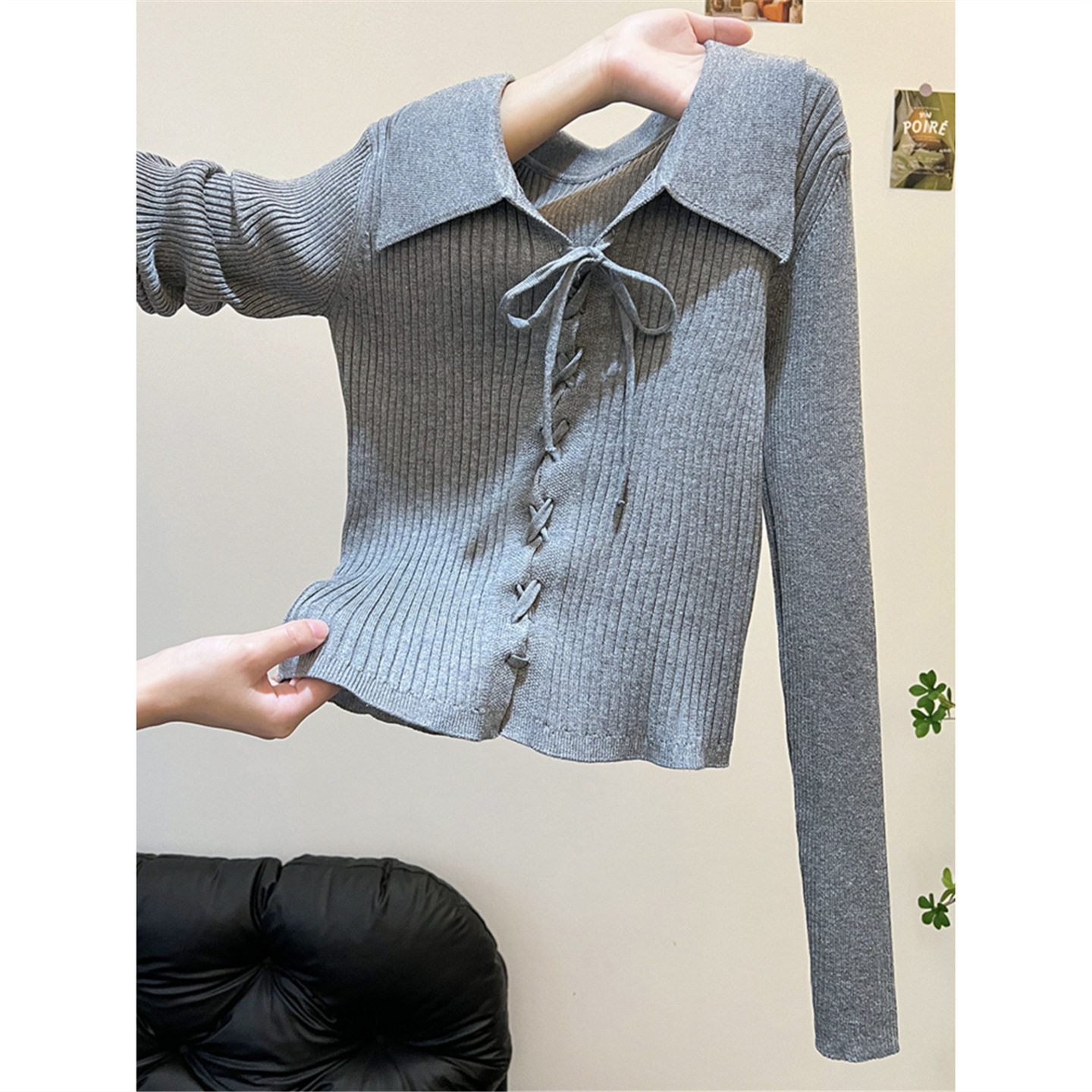 超好看的Polo领针织衫毛衣女秋冬高级感内搭可外穿翻领打底衫上衣,女装/女士精品,毛针织衫,淘宝优惠券,粉丝福利购,淘宝优惠卷