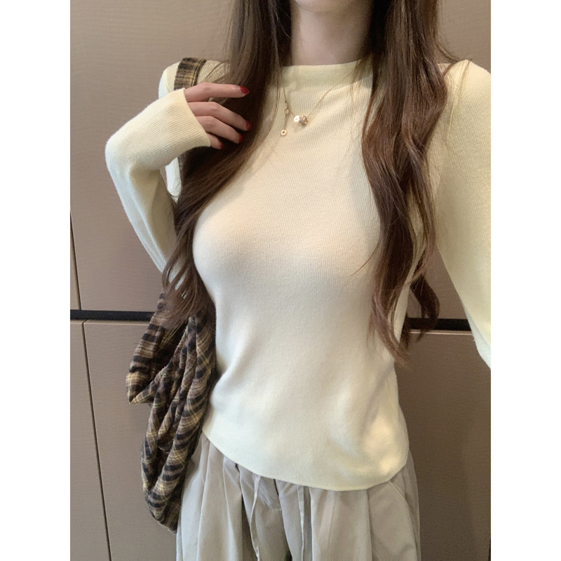 长袖打底针织衫半高领毛衣女打底