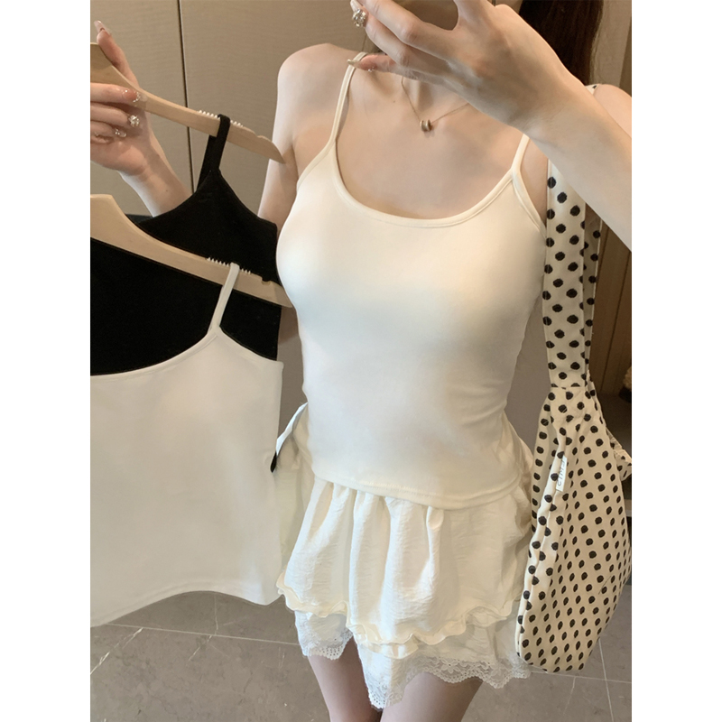 文胸一体美式辣妹修身吊带背心女