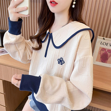 海军领卫衣女春秋2025新款韩版宽松薄款设计感小众小个子上衣外套
