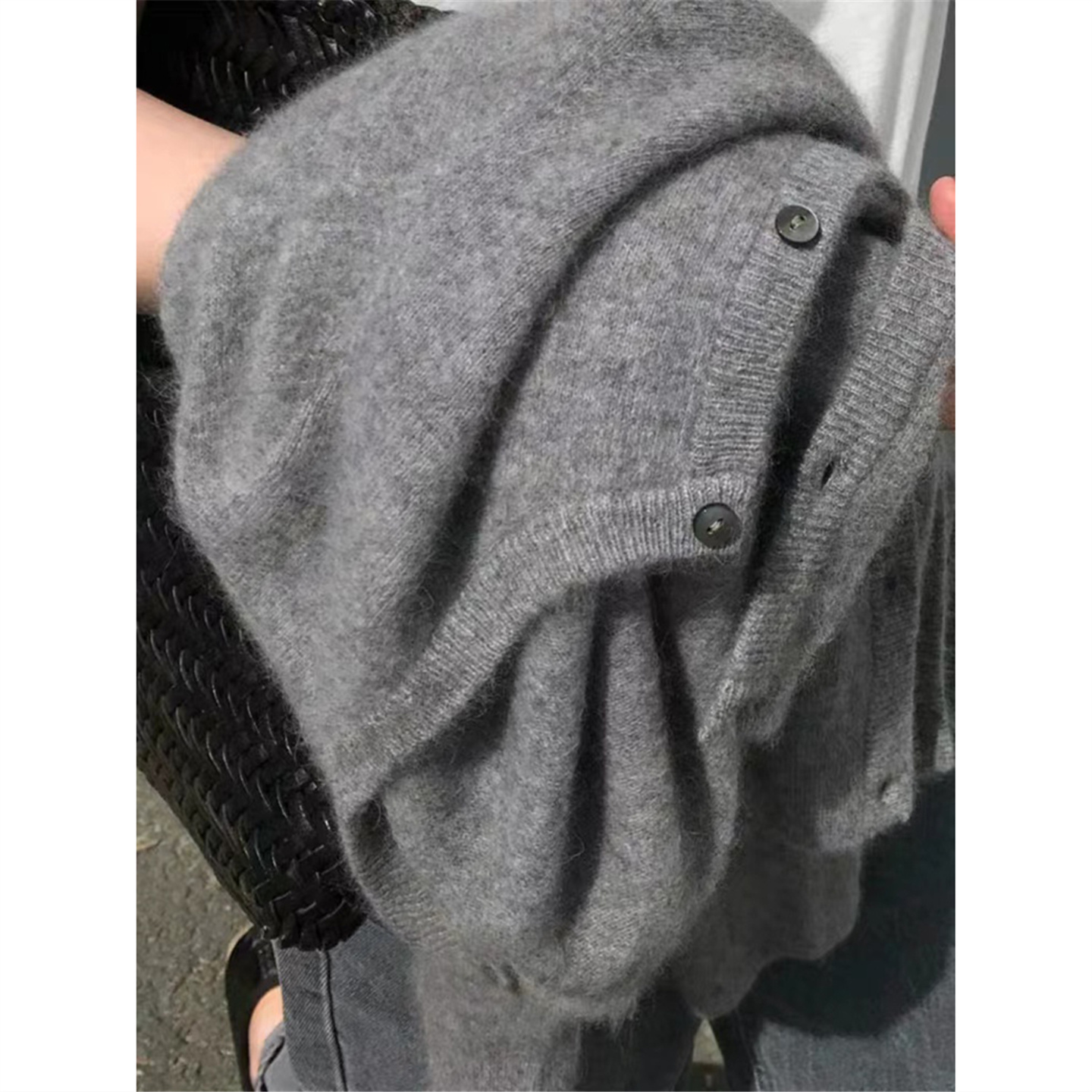 韩系高级灰色针织开衫女毛衣外套