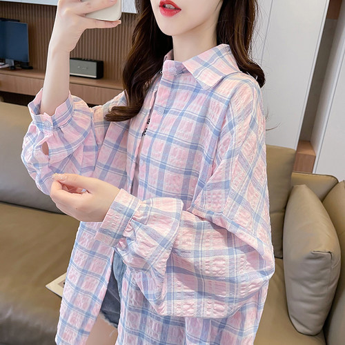 宽松薄款中长款衬衫防晒衣外套女