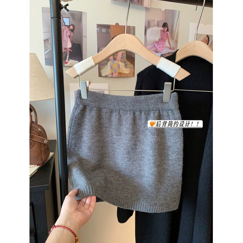 韩系高级感a字针织半身裙女短裙