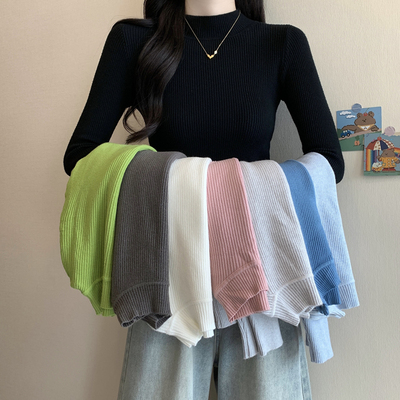 小个子半高领打底针织衫毛衣女士
