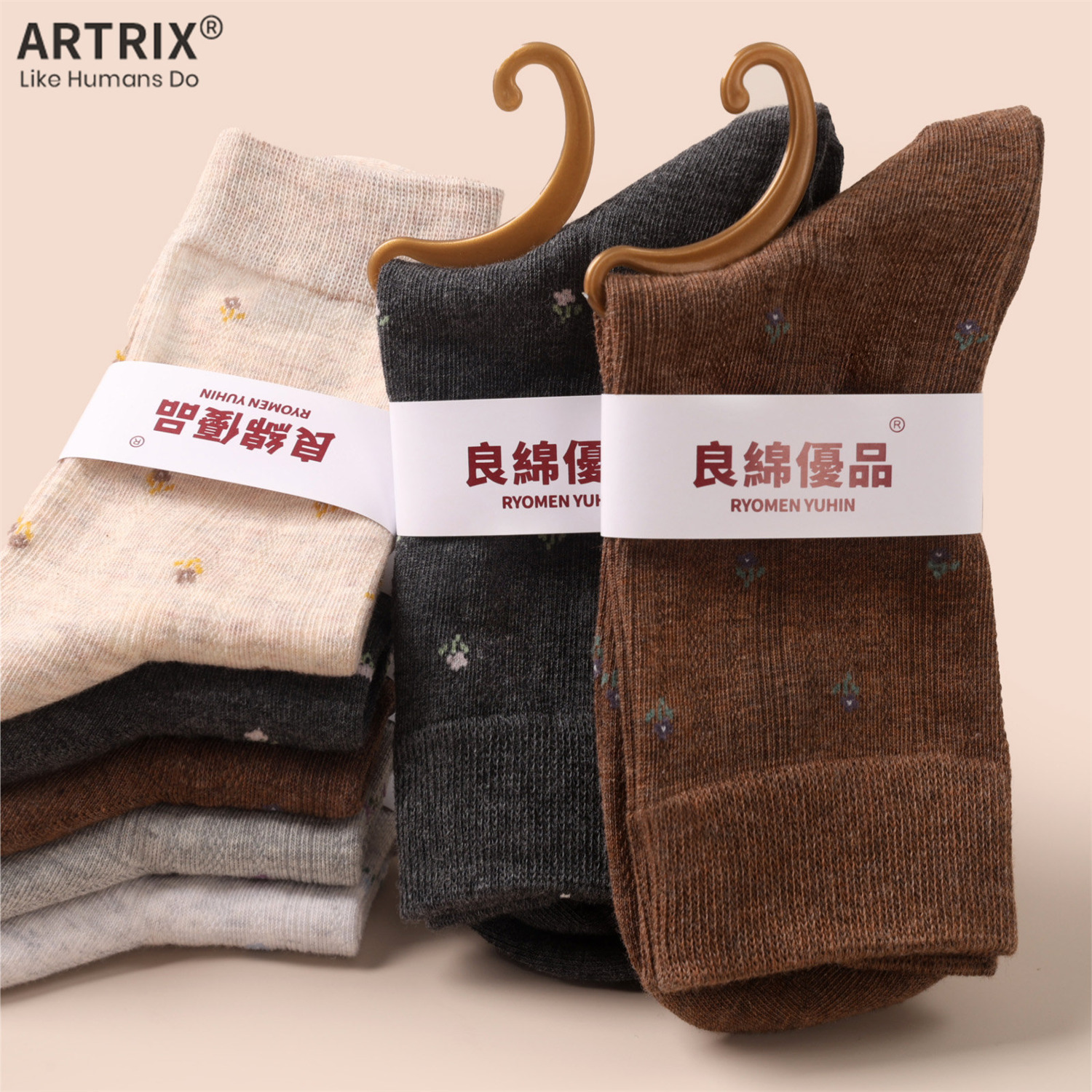 秋冬季2025年新款小碎花女中筒袜保暖舒适透气秋冬棉袜精梳棉