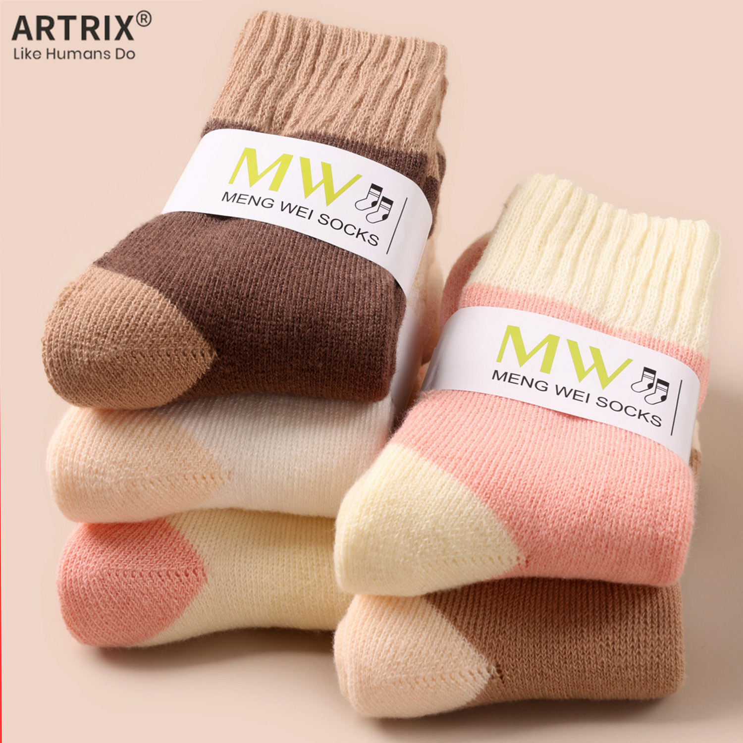 拼色条纹中筒袜女加厚保暖居家睡眠袜秋冬厚款拉绒2025年新款