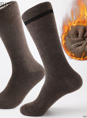 冬季长袜男潮长筒秋冬款加厚加绒冬天袜子黑色高筒中纯色日系保暖