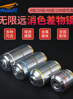 SangNond生物显微镜专用物镜配件185物镜 195PL平场消色差物镜镜头 4X/10X/40X100X倍 有限远无限远物镜