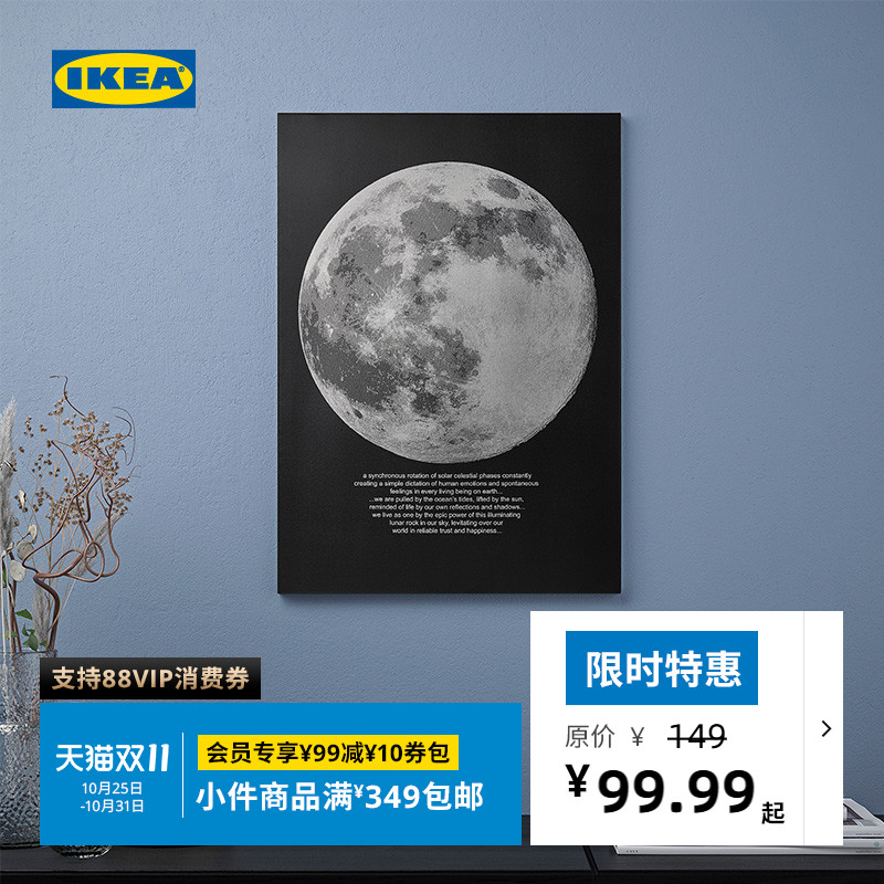 IKEA宜家皮亚特家庭装饰现代艺术画鹿海岸金色小鸟图片
