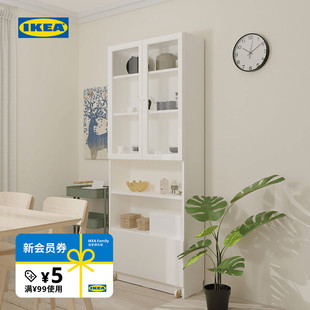 IKEA宜家BILLY毕利餐边柜双开门展示柜酒水柜家用橱柜靠墙一体