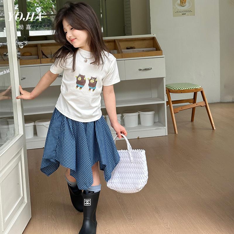 适用YOJIA女童短袖夏款2025新款韩版卡通小学生半袖体恤儿童装T恤