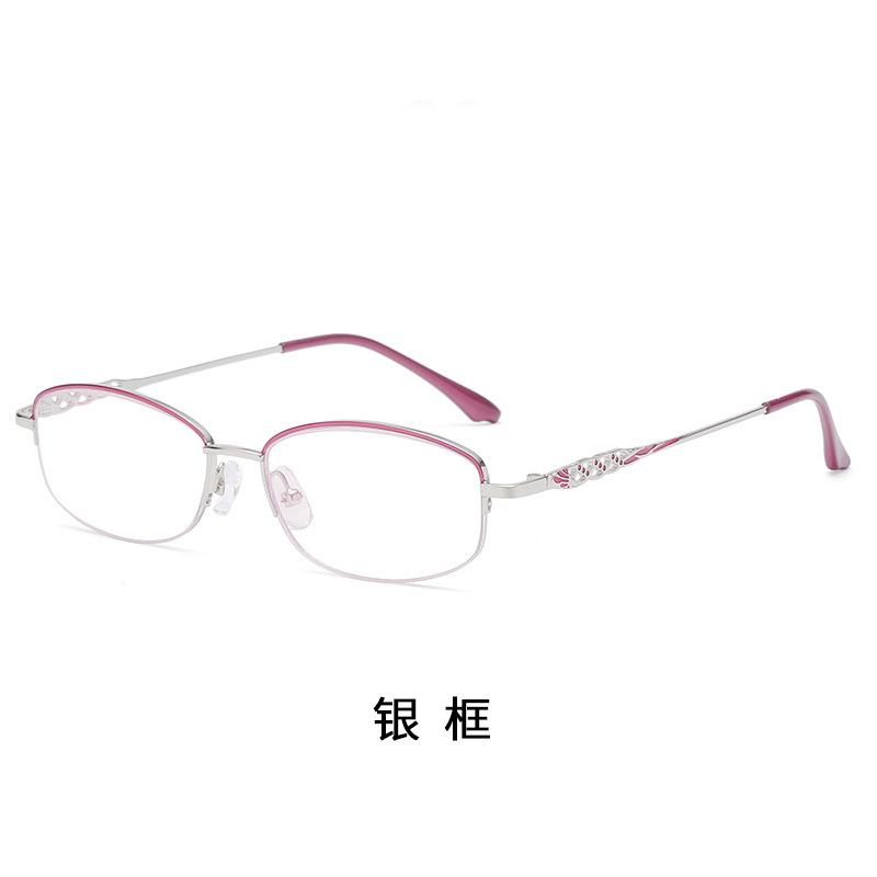 适用2024老花镜女士时尚半框金属老花眼镜显年轻高清阅读防蓝光老