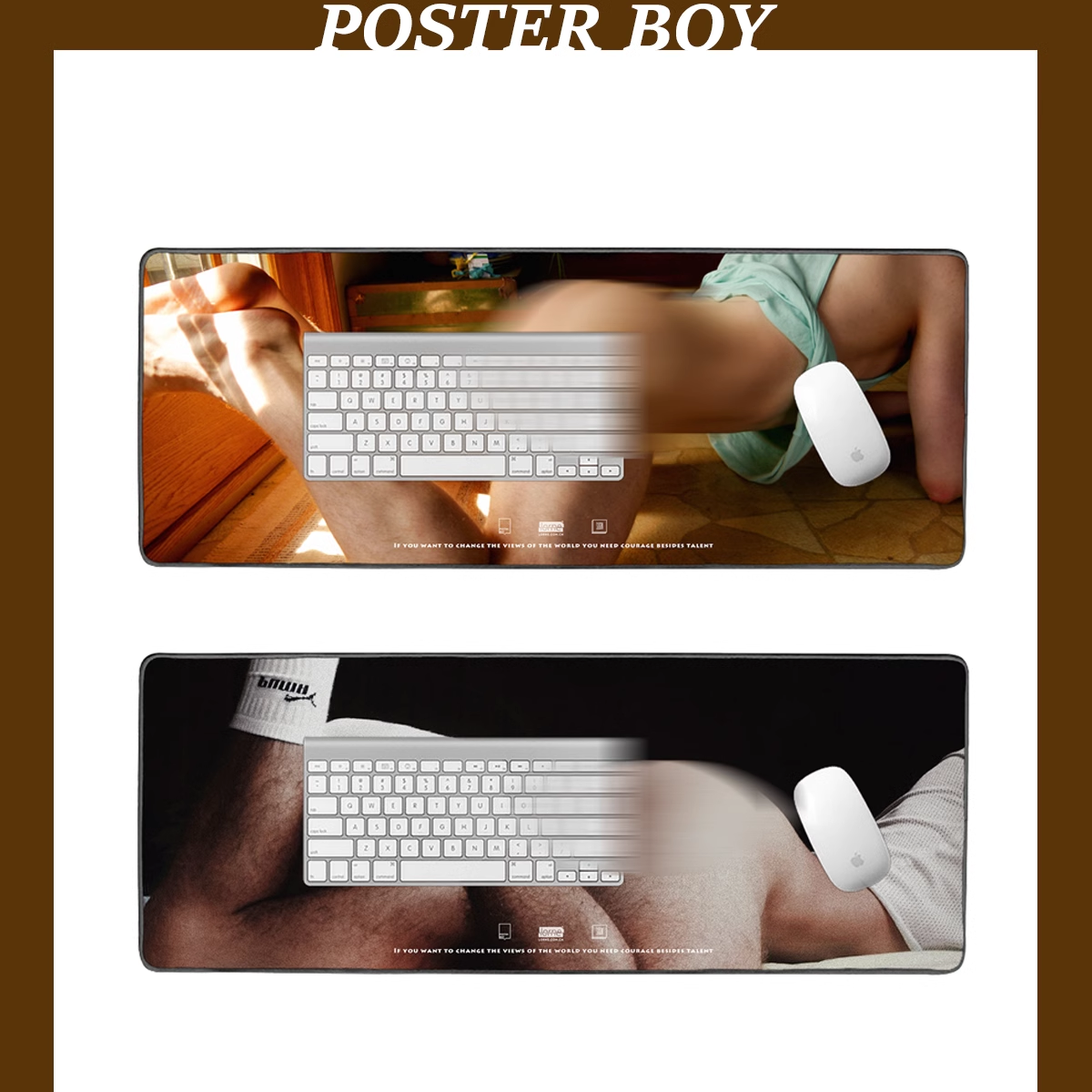 POSTER BOY 电脑桌键盘男模画报天然橡胶织布大号同志性感鼠标垫