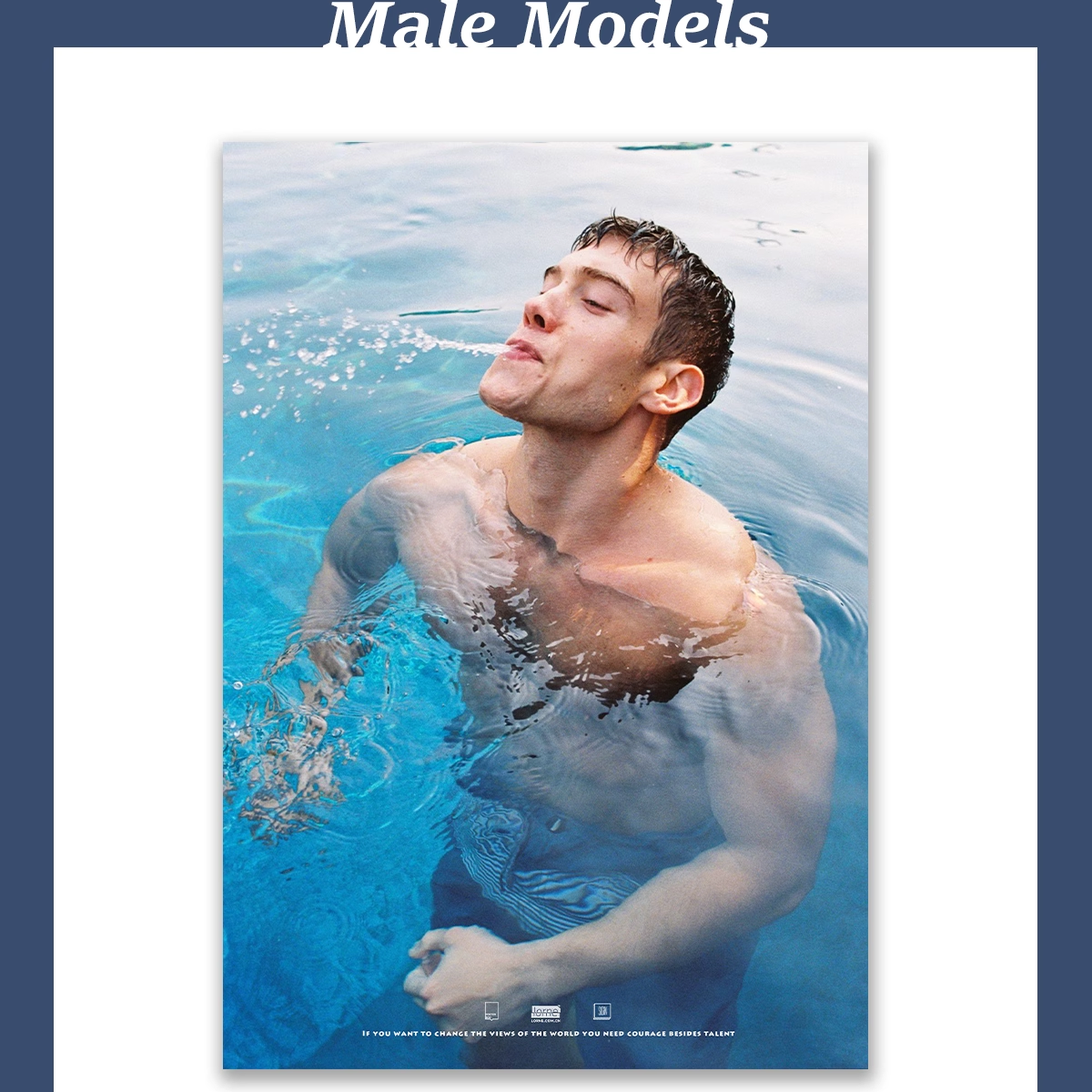 海报男孩帅气模特DerekChadwick性感海报/颗粒噪点风格夏日装饰画