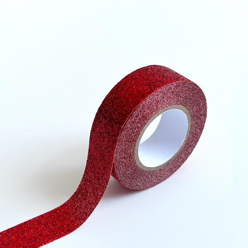 金粉银粉闪粉胶带 细闪胶带 纸胶带 小卷亮粉彩色撒粉胶带爆款