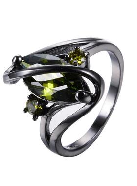 亚马逊wish黑金S形锆石高档镶钻戒指男士 时尚简约欧美风指环爆款