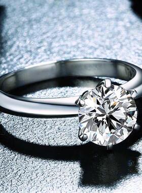 JZ017六爪仿真女款钻戒50分白金色结婚1克拉2克拉3克拉锆石戒爆款