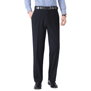 爸爸裤子加绒休闲裤男西装裤老年人高腰宽松直筒长裤中年50岁男裤