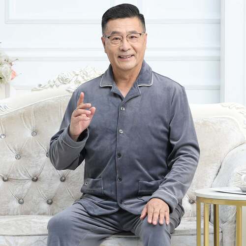 冬季男士睡衣宽松家居服套装爸爸