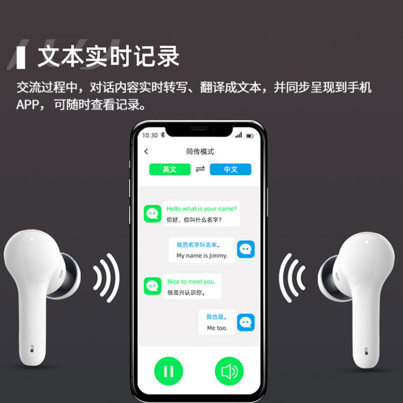 새로운 스마트 오프라인 실시간 동시번역 헤드셋 해외사업을 위한 중국어 영어 광둥어 태국어 라오어 번역
