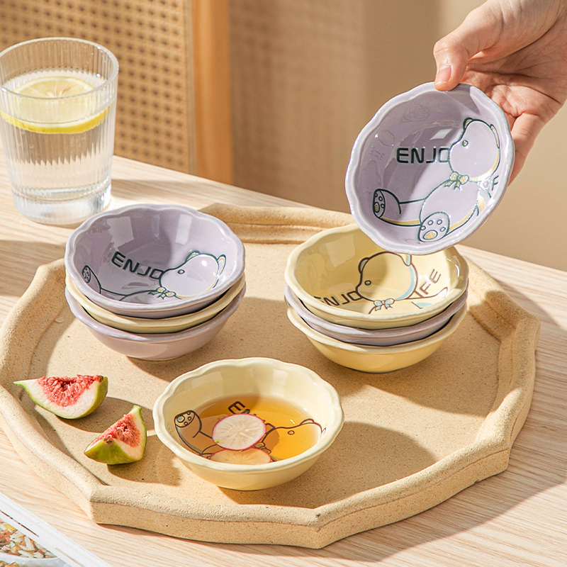 陶瓷碟子浮雕ins风高颜值餐具醋碟酱油碟调味碟小吃花生辣椒碟