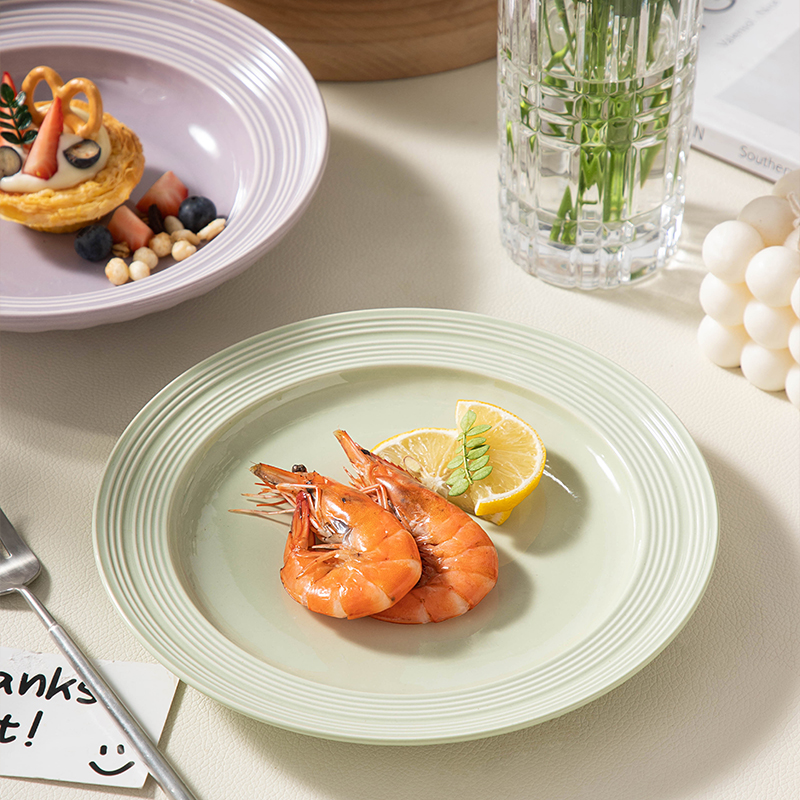 家用陶瓷盘子高级感早餐盘釉下彩餐盘餐具碗盘碟子菜盘草帽西餐盘