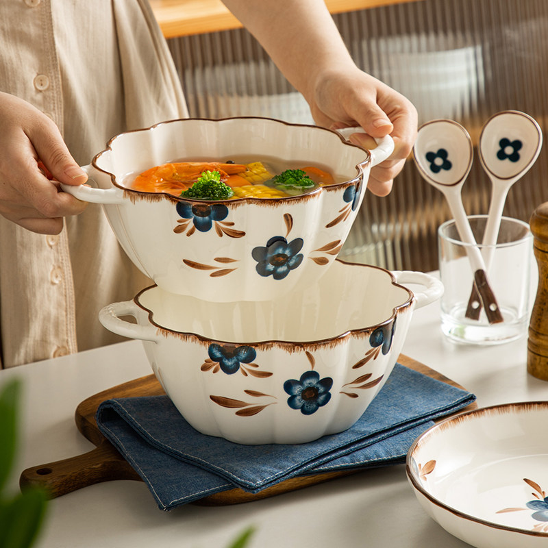 大碗吃面汤碗家用盛汤沙拉网红面碗螺蛳粉碗拉面碗专用陶瓷双耳碗,餐饮具,碗,淘宝优惠券,粉丝福利购,淘宝优惠卷