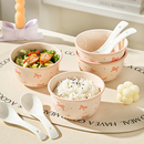 陶瓷碗少女蝴蝶结陶瓷下彩高颜值ins餐具饭碗甜品家用情侣