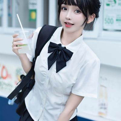 收腰显瘦长短袖衬衫jk衬衣