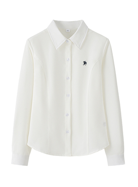 素月/JK衬衫白色制服长袖收腰学院风修身上衣刺绣衬衣前后公主线