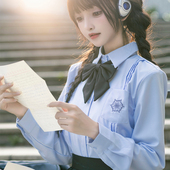 风琴褶长袖 星野樱山川原创jk衬衫 制服短袖 白蓝色基础女衬衣泰国