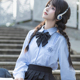 风琴褶长袖 白蓝色基础女衬衣泰国星野樱山川原创jk衬衫 制服长袖