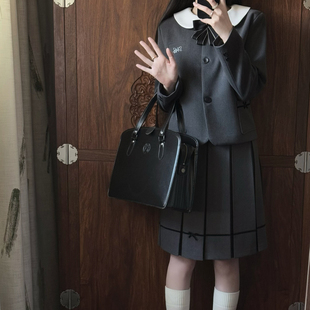 友幸女子/山川会社jk西服制服套装圆领西装外套秋冬深灰学院风