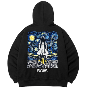 ZPBW宇航员nasa卫衣男女秋冬美式复古ins潮梵高星空联名连帽外套