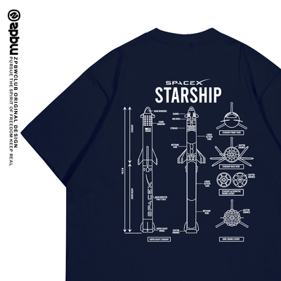 星舰Starship发射周边t恤衣服