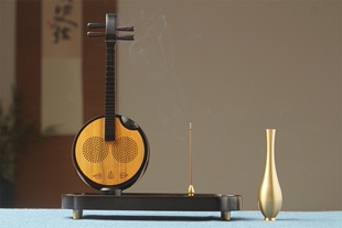 实木黄铜古典香炉音乐机蓝牙音响琵琶古琴香炉香插香道茶道播放机