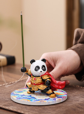 功夫熊猫倒流线香跨境新款熊猫摆件香薰炉国风伴手礼家居创意礼品