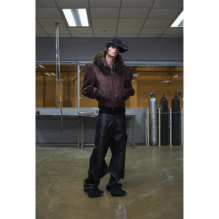 BLINDNOPLAN26SS高端系列立肩连帽毛领短袖 夹克