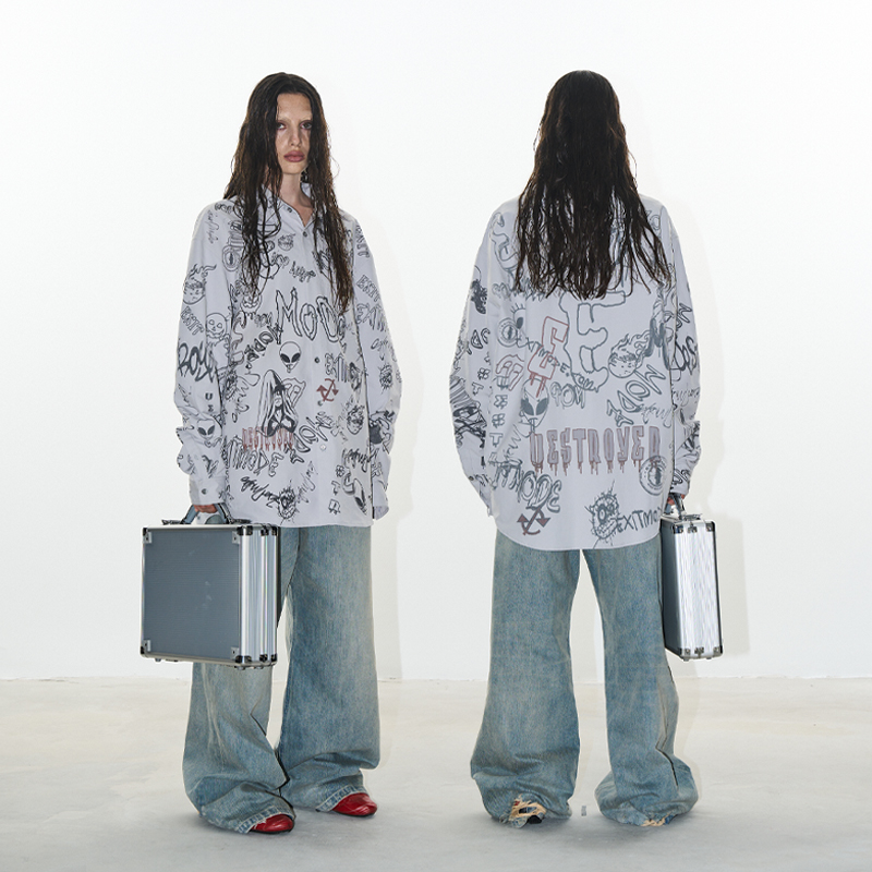 EXITMODEBLINDNOPLAN涂鸦衬衫